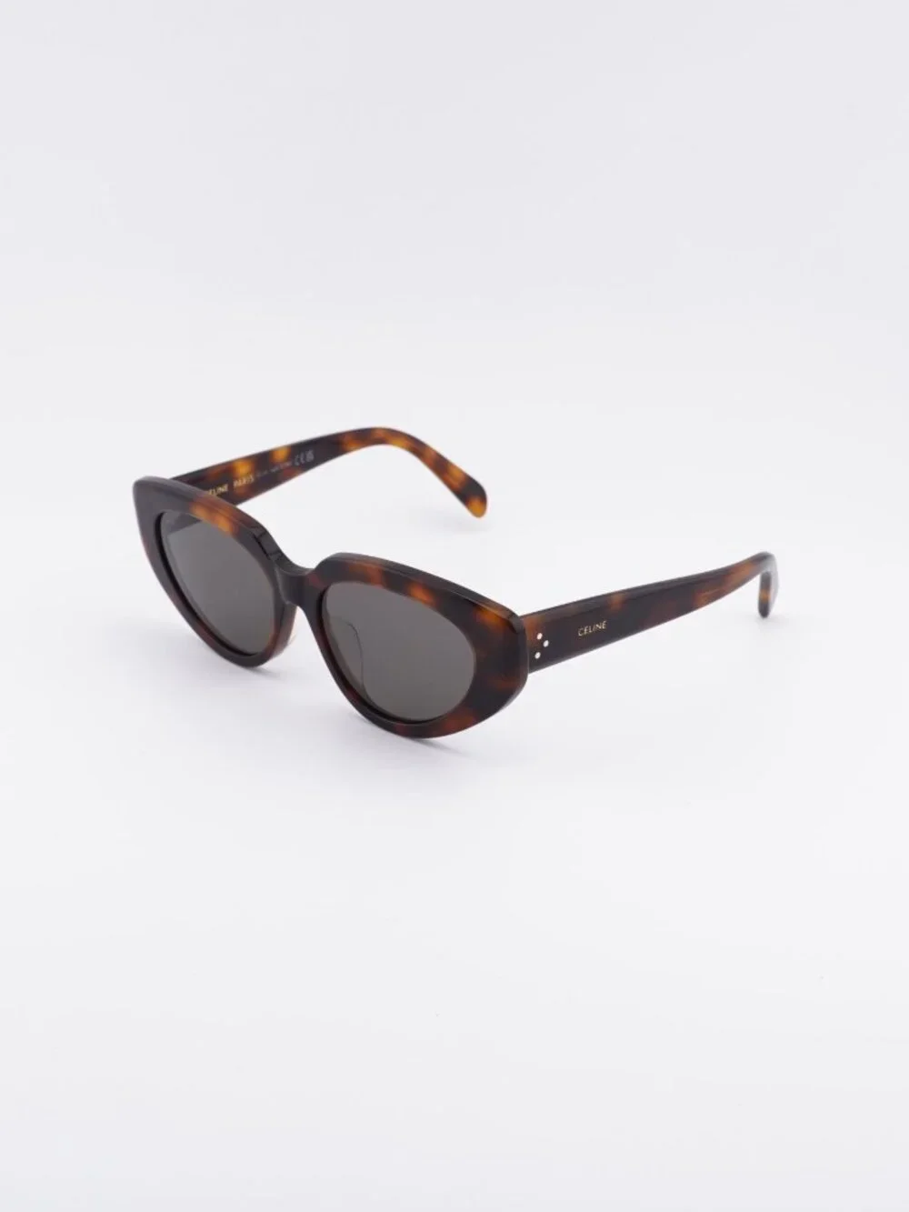 Celine CL40286F 53A Sunglasses Havana Cat Eye Frame, Grey Lenses